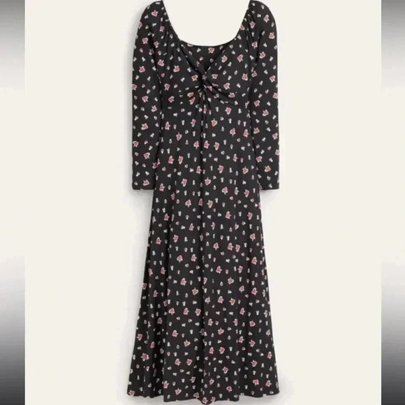 Boden | Black Floral Print Sweetheart Jersey Midi Dress Size 12R NWT - Picture 5 of 11